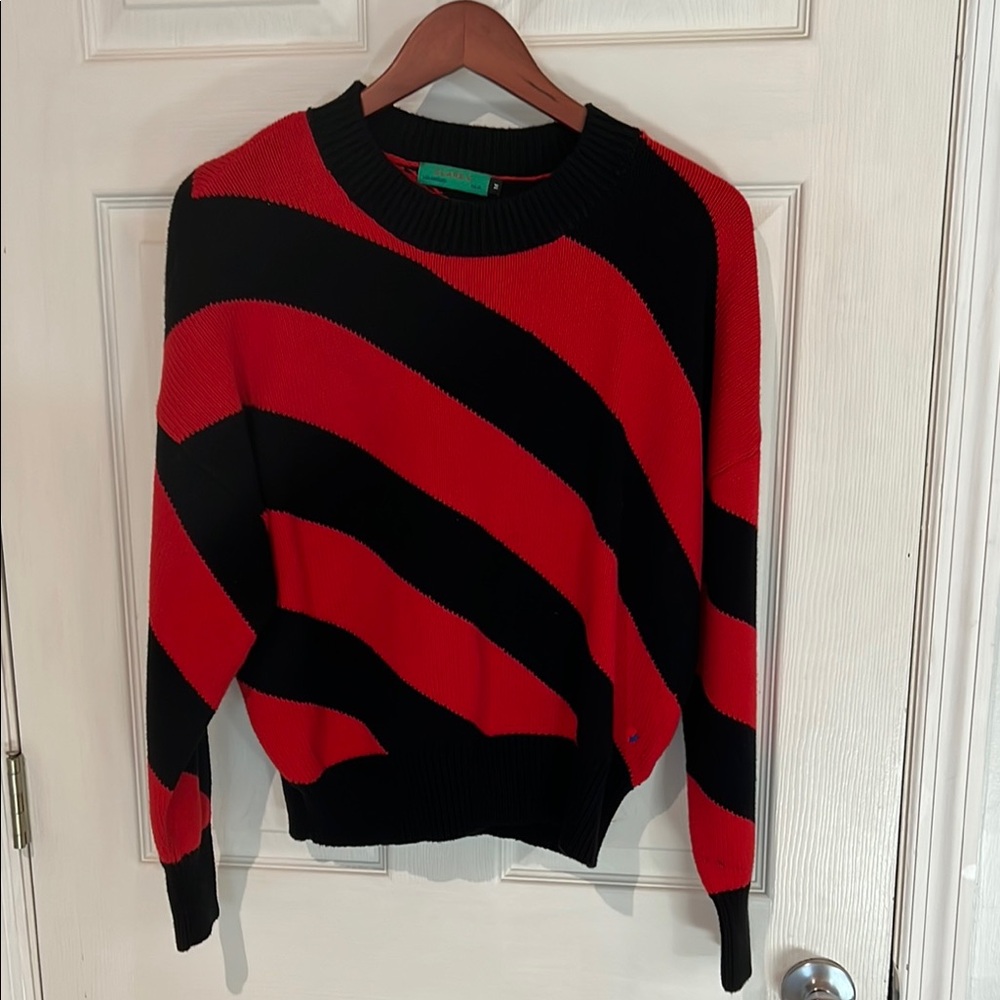 Bold Red and Black Crew Neck Sweater